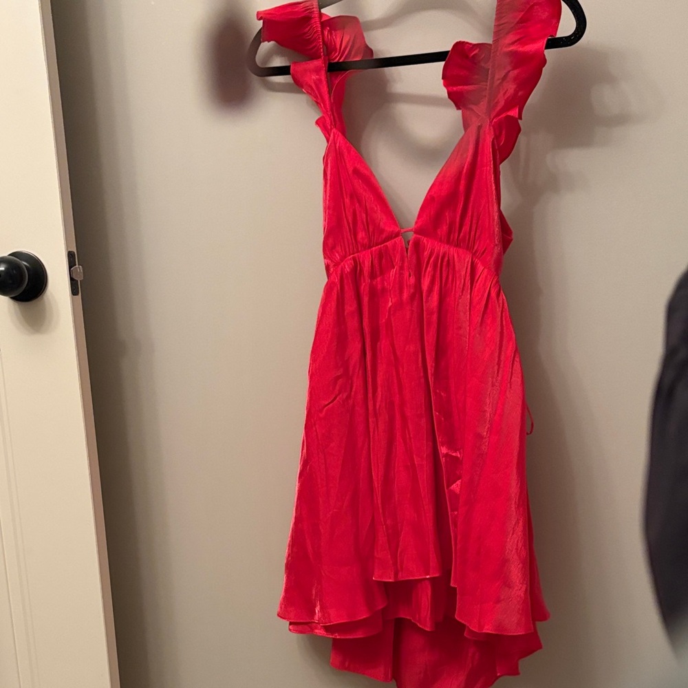 Red Ruffled Sleeveless Dress